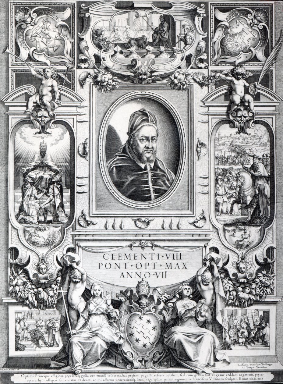 Pope Clement VIII Surrounded by Scenes from His Life by Francesco Villamena