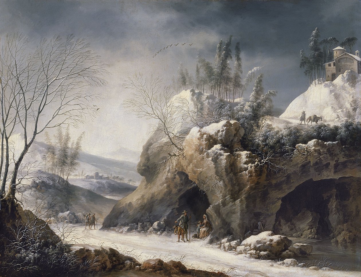 Winter Landscape with a Peasant Family by Francesco Foschi