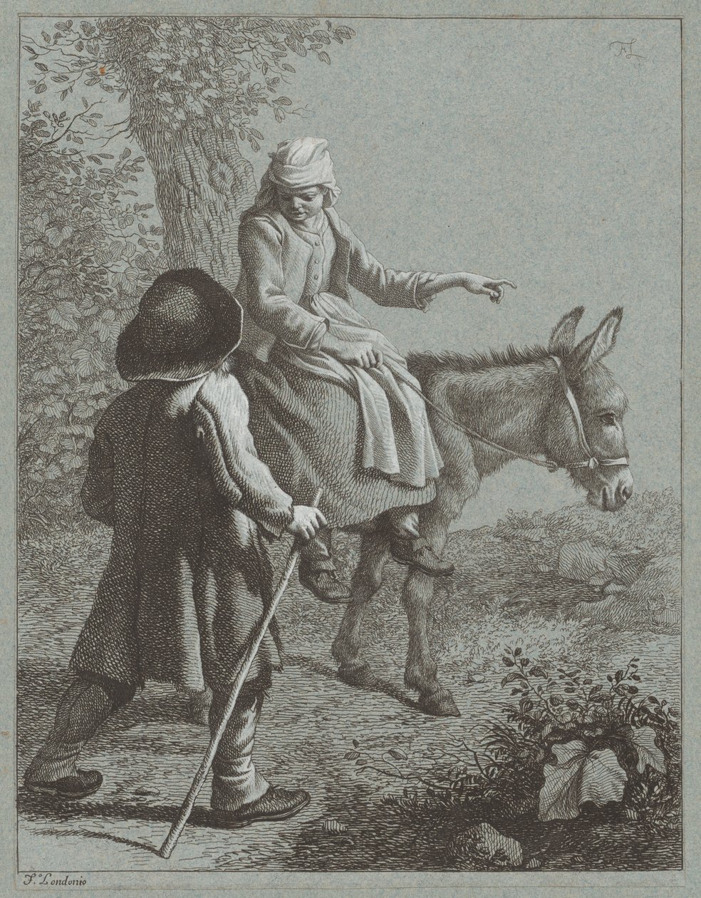 Boy and Girl with a Donkey by Francesco Londonio
