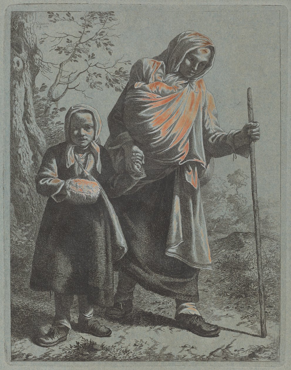 Peasant Woman with Baby and Little Girl by Francesco Londonio