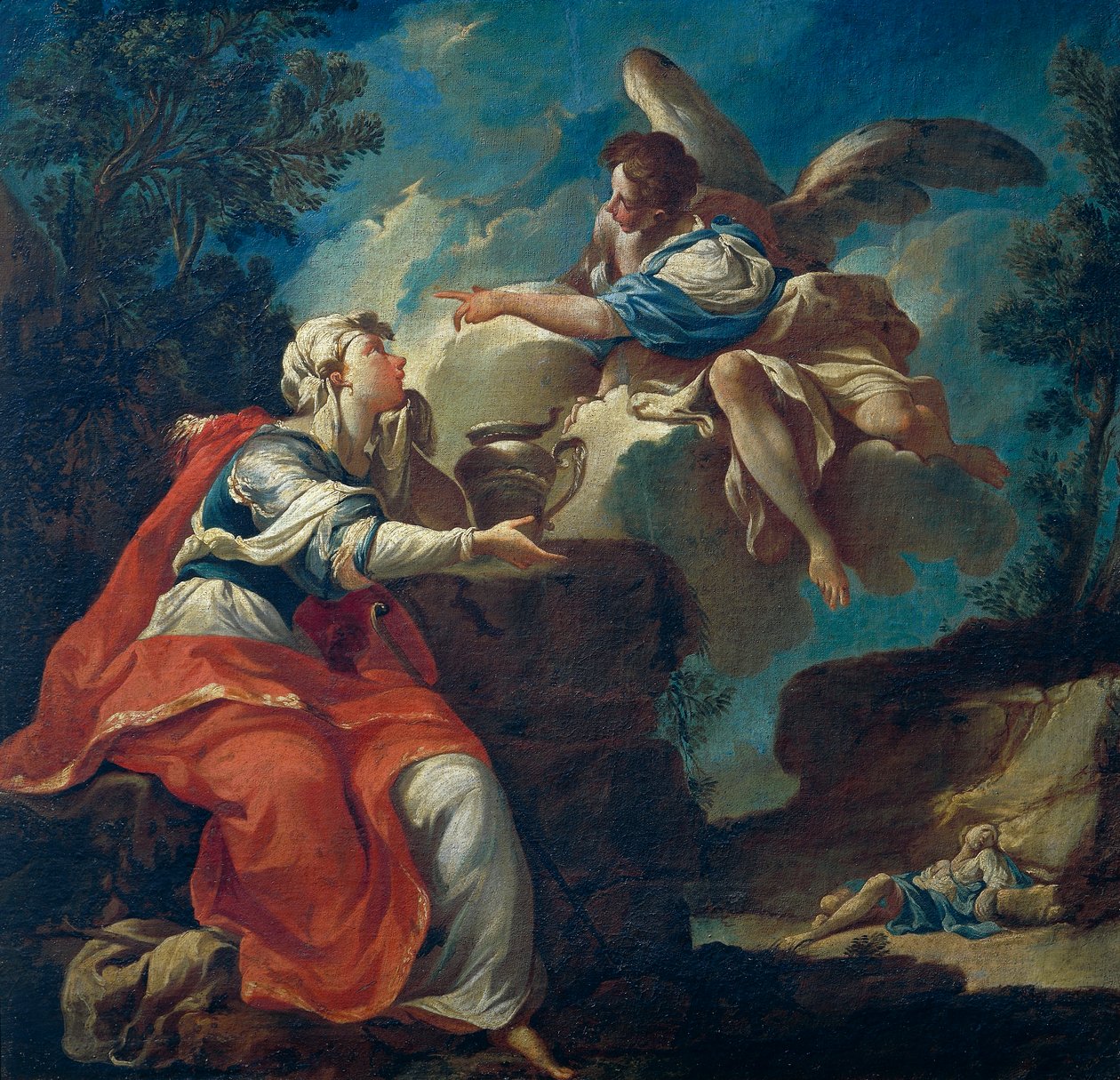 Angel comforts Hagar in desert by Francesco Monti