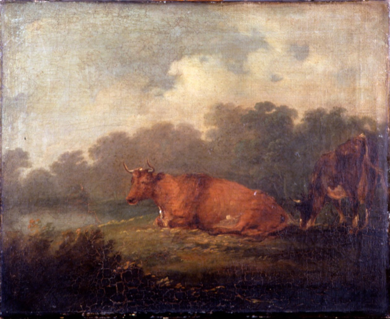 Landscape with Cattle and a Cow Resting by Francis Bourgeois
