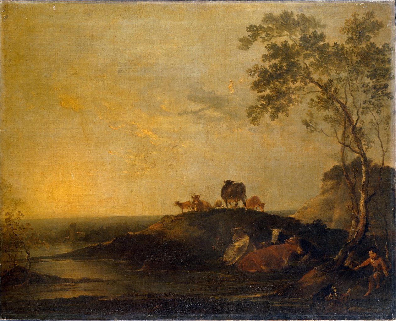 Landscape with Cattle Cows on a Hillock by a Stream by Francis Bourgeois