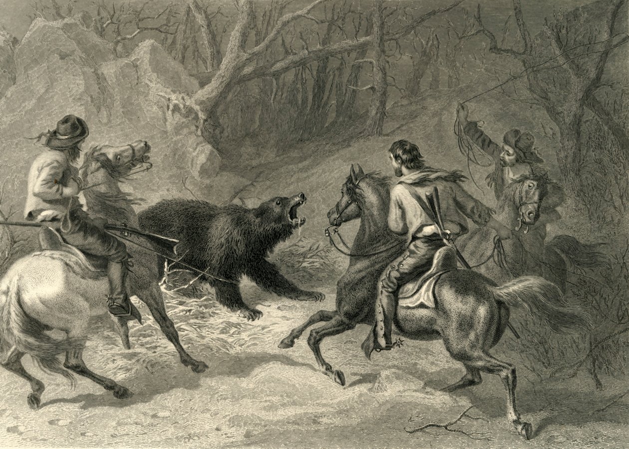 Native Californians Lassoing a Bear by Francis Holl