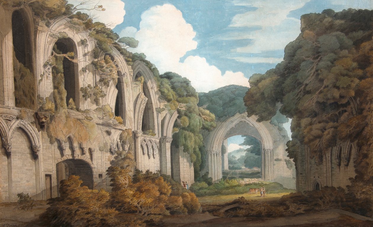 A View of Glastonbury Abbey by Francis Towne