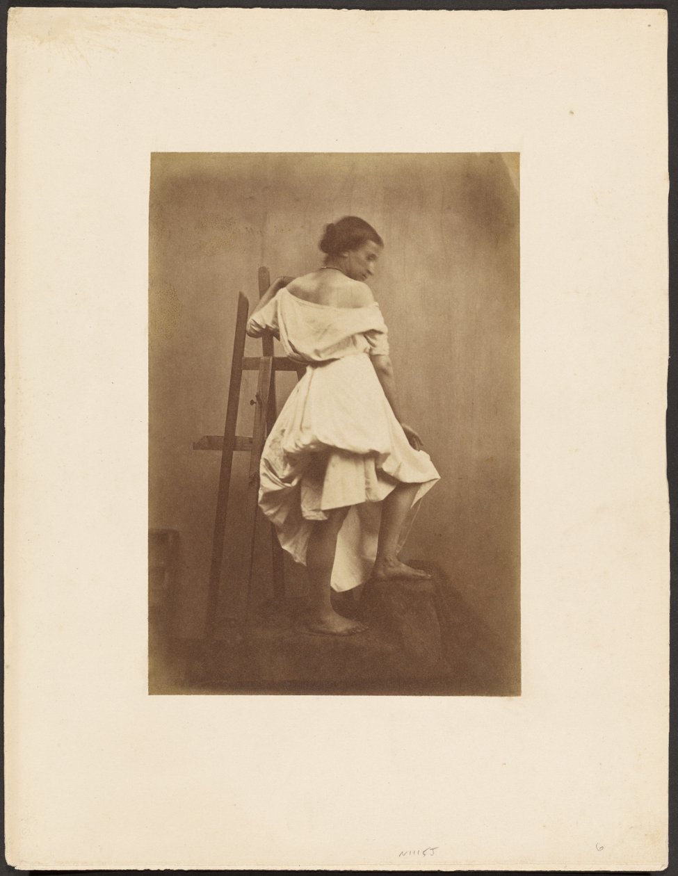 Model in White Dress with Easel by Franck Chavassaigne