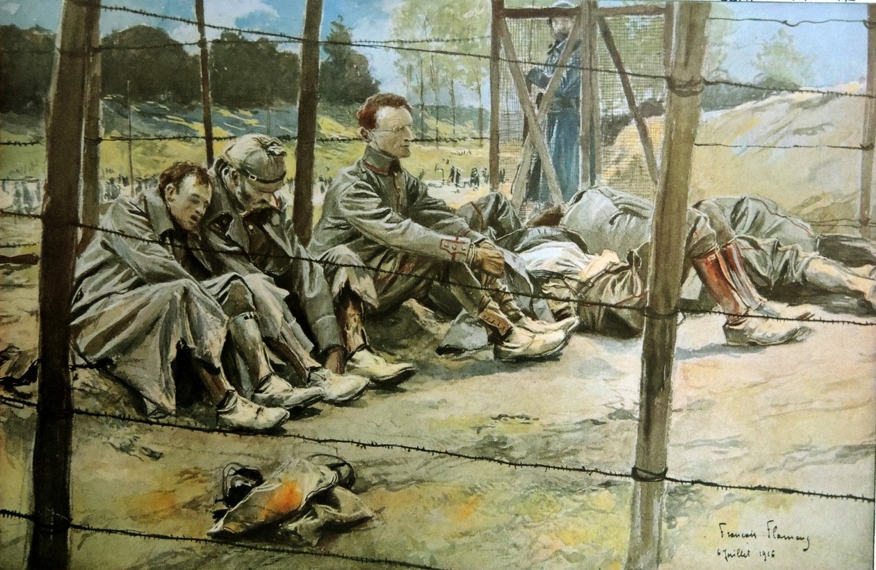 German Officers, as Prisoners of War in a French Prison Camp by Francois Flameng