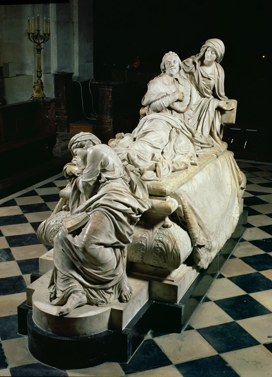 Funeral Monument to Armand-Jean du Plessis, Cardinal Richelieu Depicting the Cardinal Expiring in the Arms of Piety, a Weeping Statue of Christian Doctrine at His Feet by Francois Girardon