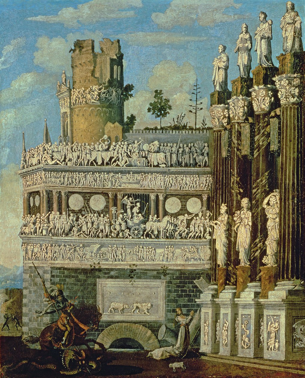 Fantastical Architecture with St. George and the Dragon, 1622 by Francois de Nome