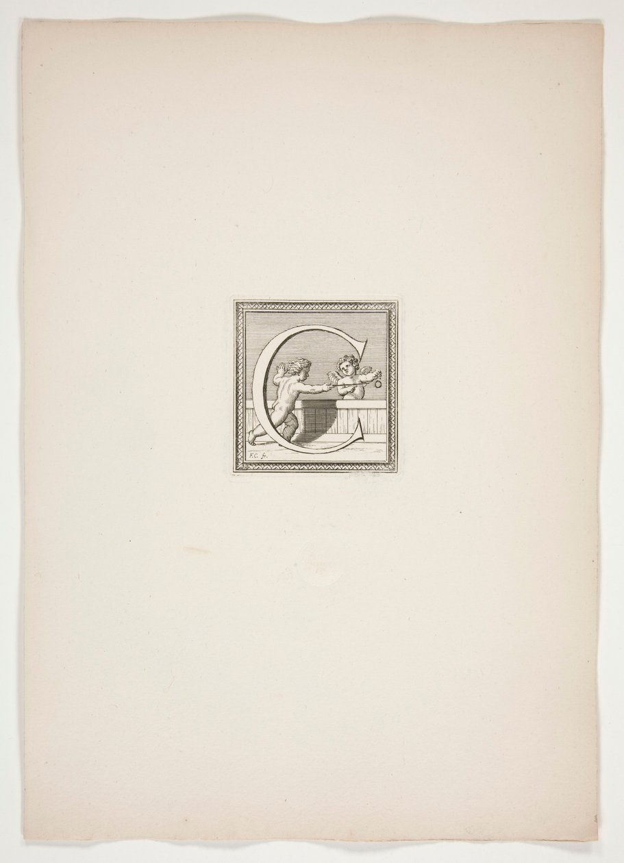 C Monogram with Putti by Francois Chauveau