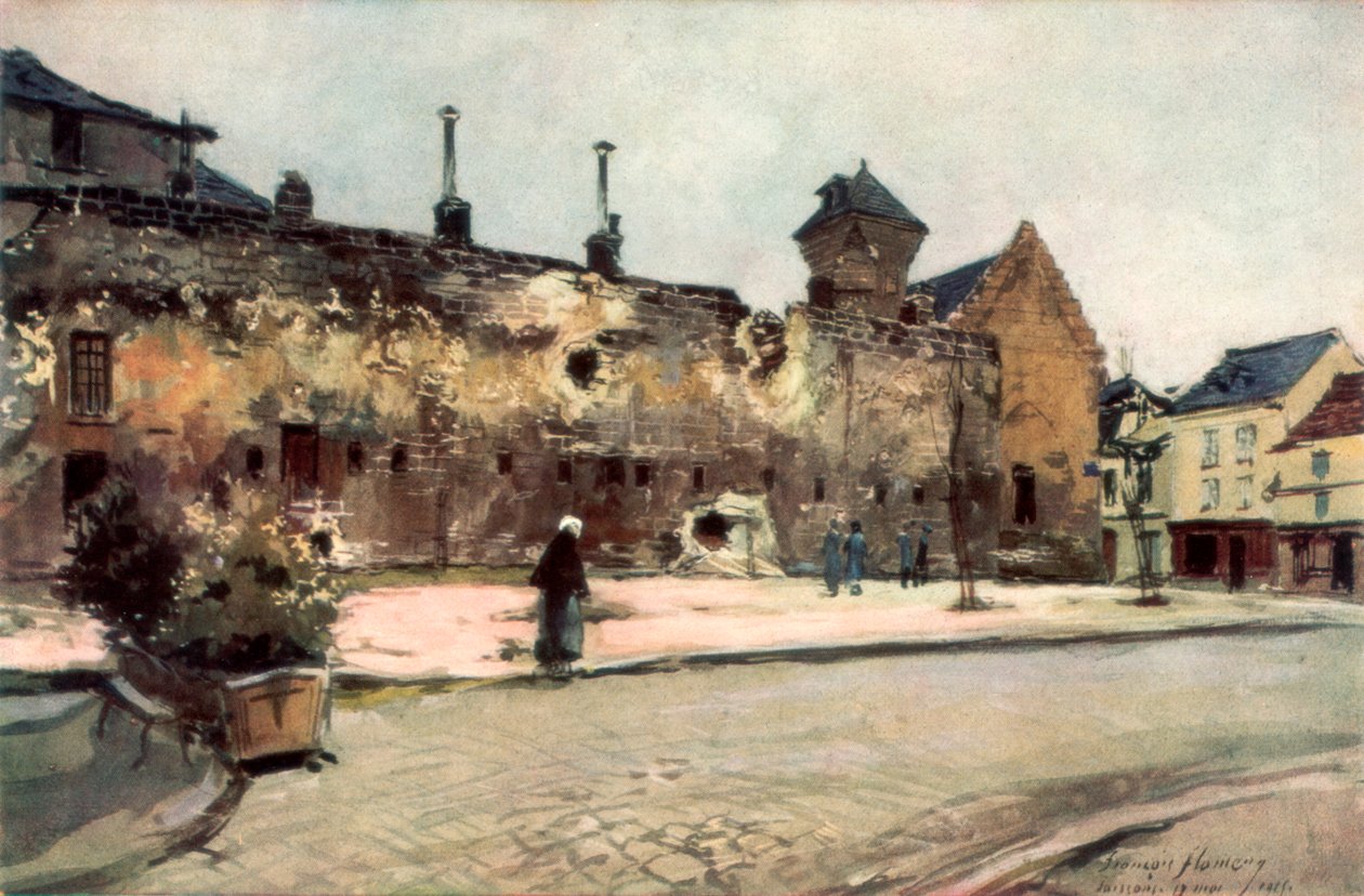 The Barracks at Soissons, France by Francois Flameng