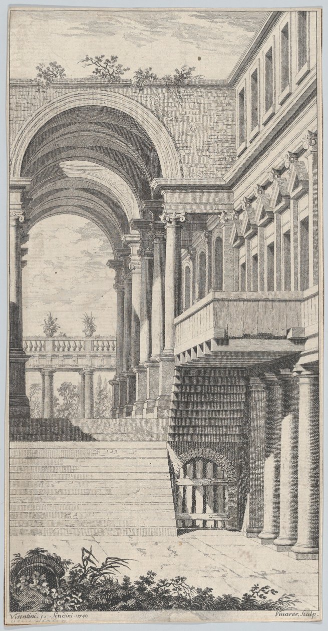 Architectural View with an Arch by Francois Vivares