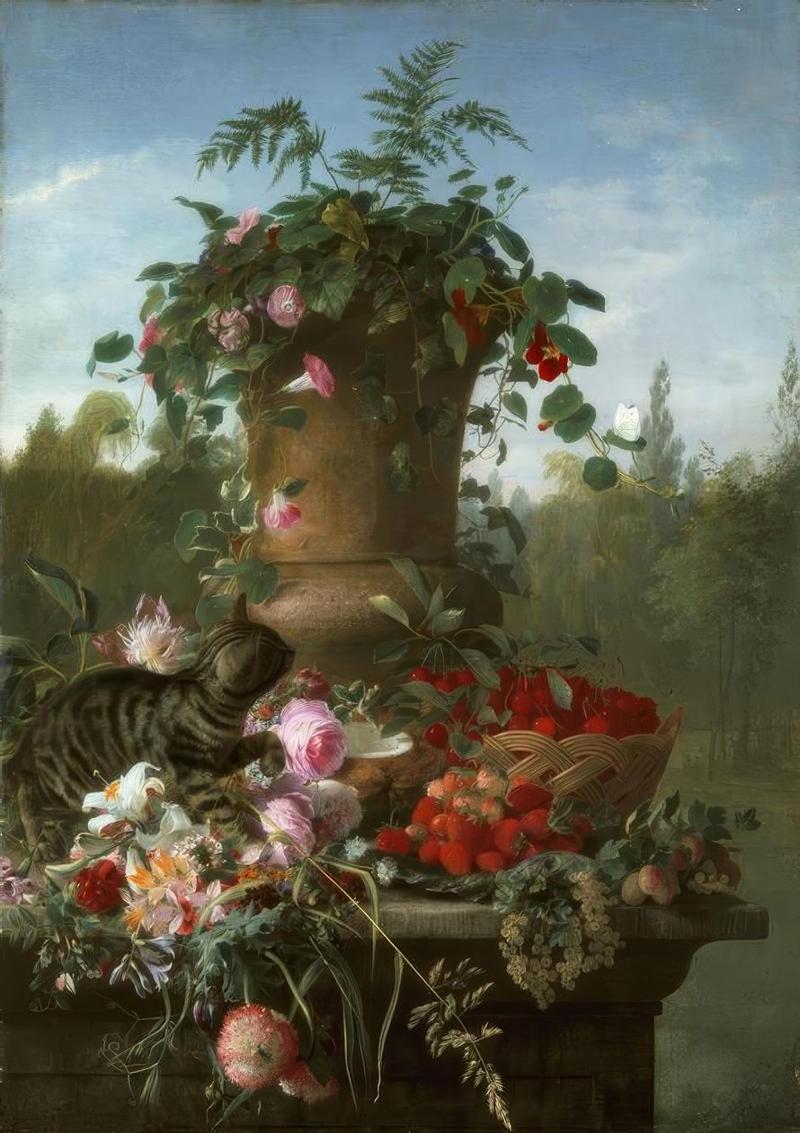 F.A. de Bruycker, Still Life with Flowers and Fruits by François Antoine de Bruycker