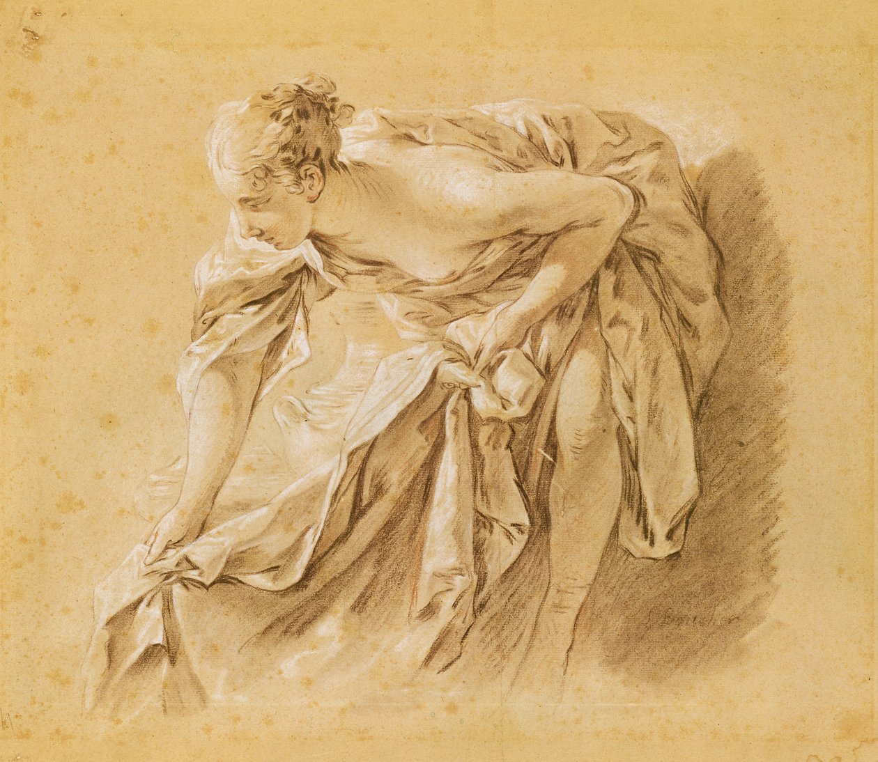Partially Nude Woman Bathing by François Boucher