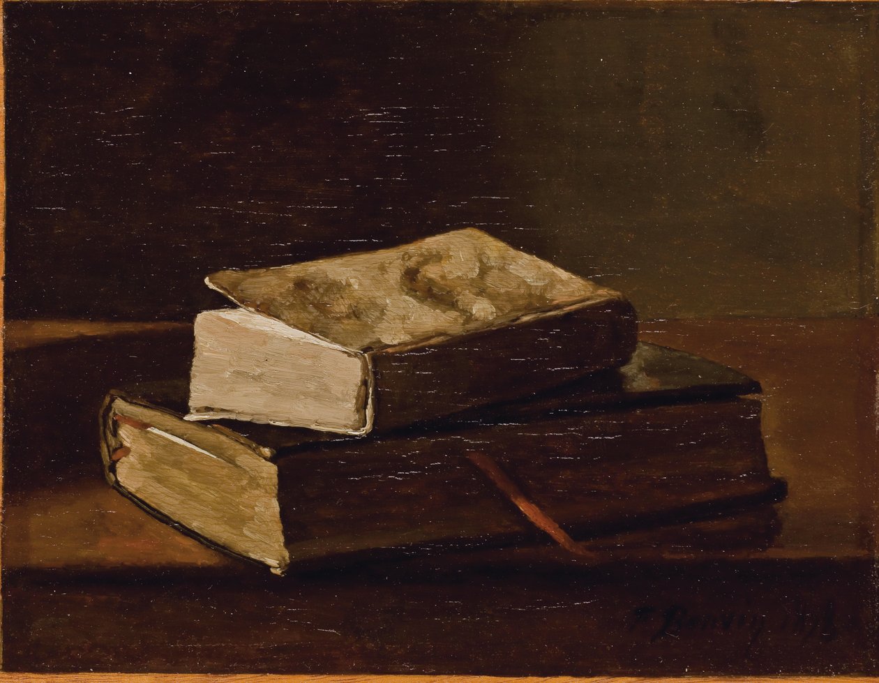 Still life with two books by François Bonvin