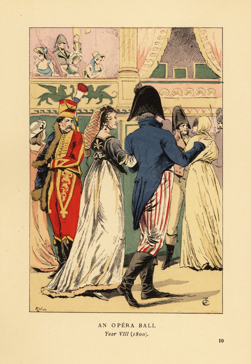 Fashionable Guests at a Masquerade Ball by François Courboin