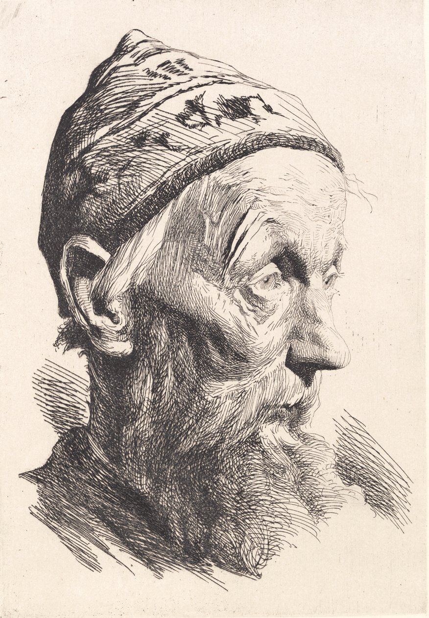 Old Man with White Woolen Cap by Frans Schwartz
