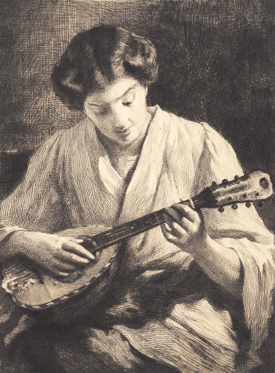 Lady Playing Mandolin by Frans Schwartz