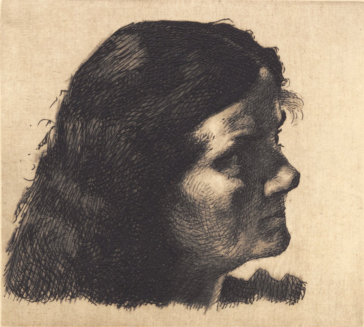 Test Plate: Elderly Woman with Loose Hair by Frans Schwartz