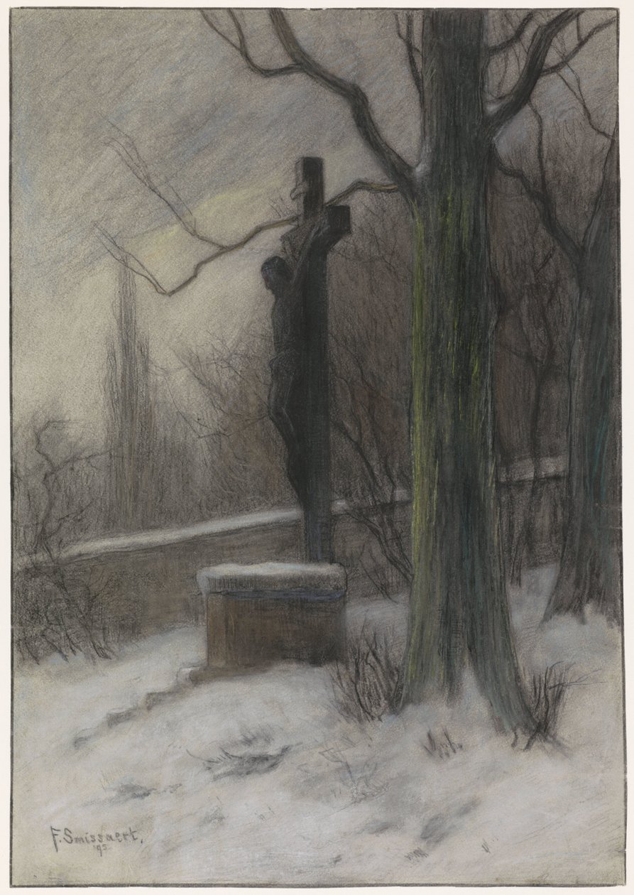 Crucifix in a Snowy Forest by Frans Alexander Evert Lodewijk Smissaert