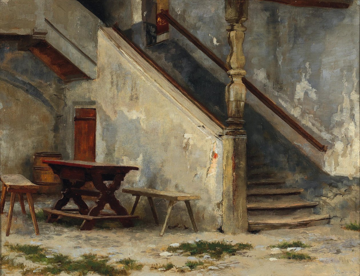 House Corridor with Staircase by Franz Defregger