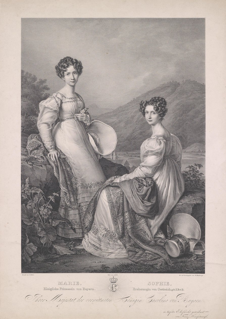 Archduchess Sophie with Her Sister Marie, Queen of Saxony by Franz Hanfstaengl