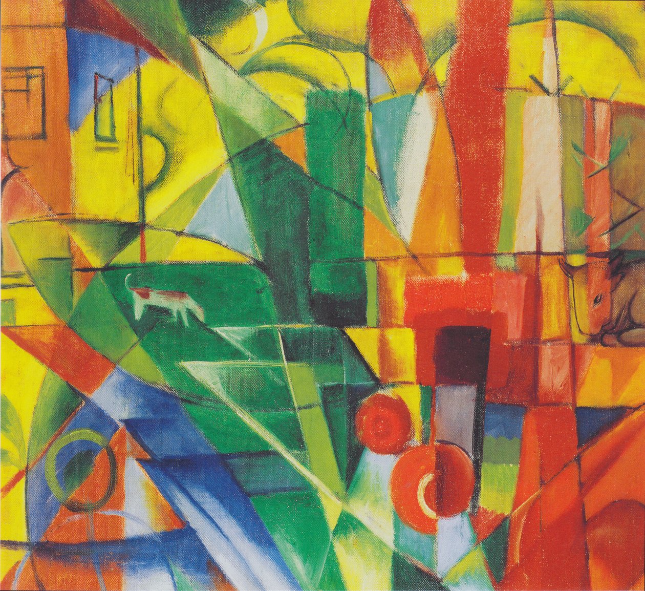 Landscape with House, Dog, and Cattle by Franz Marc