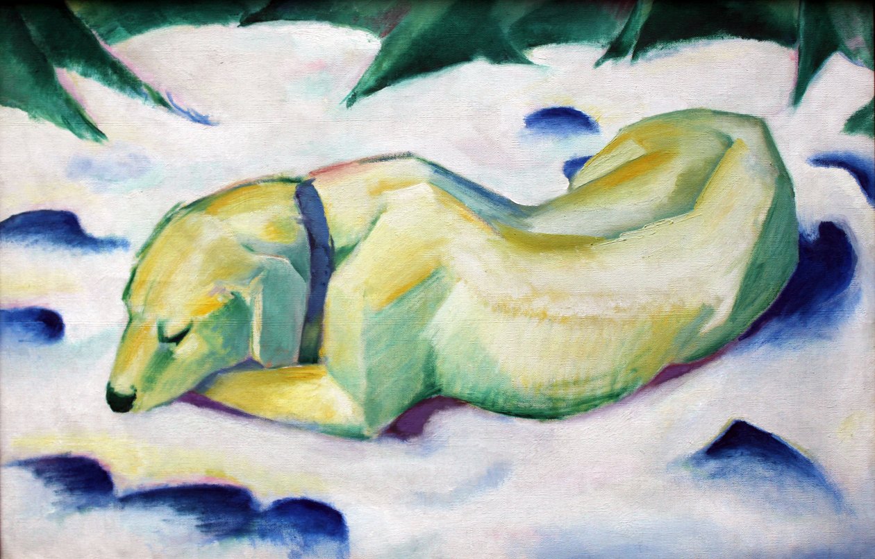 Lying Dog in the Snow by Franz Marc