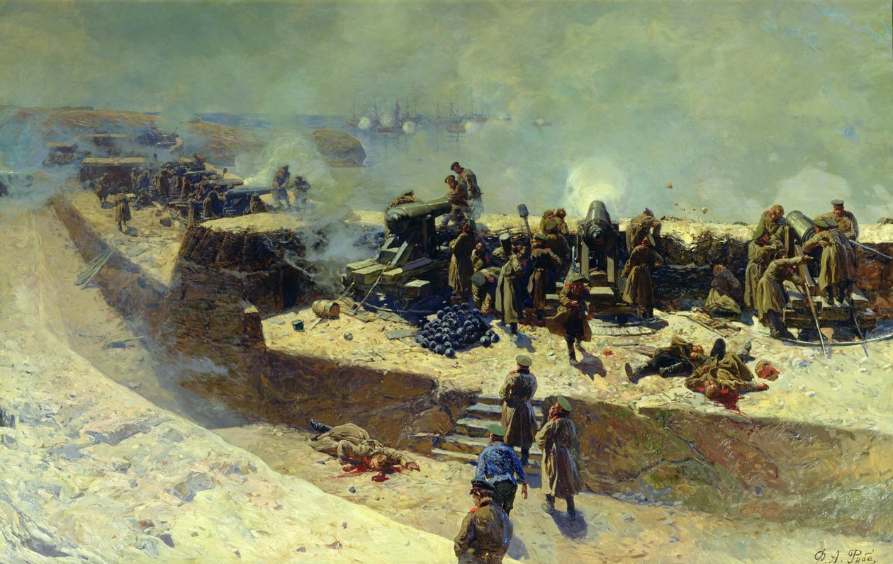 The Alexander Battery Attacking the English-French Fleet on October 5th 1854, 1905 by Franz Roubaud