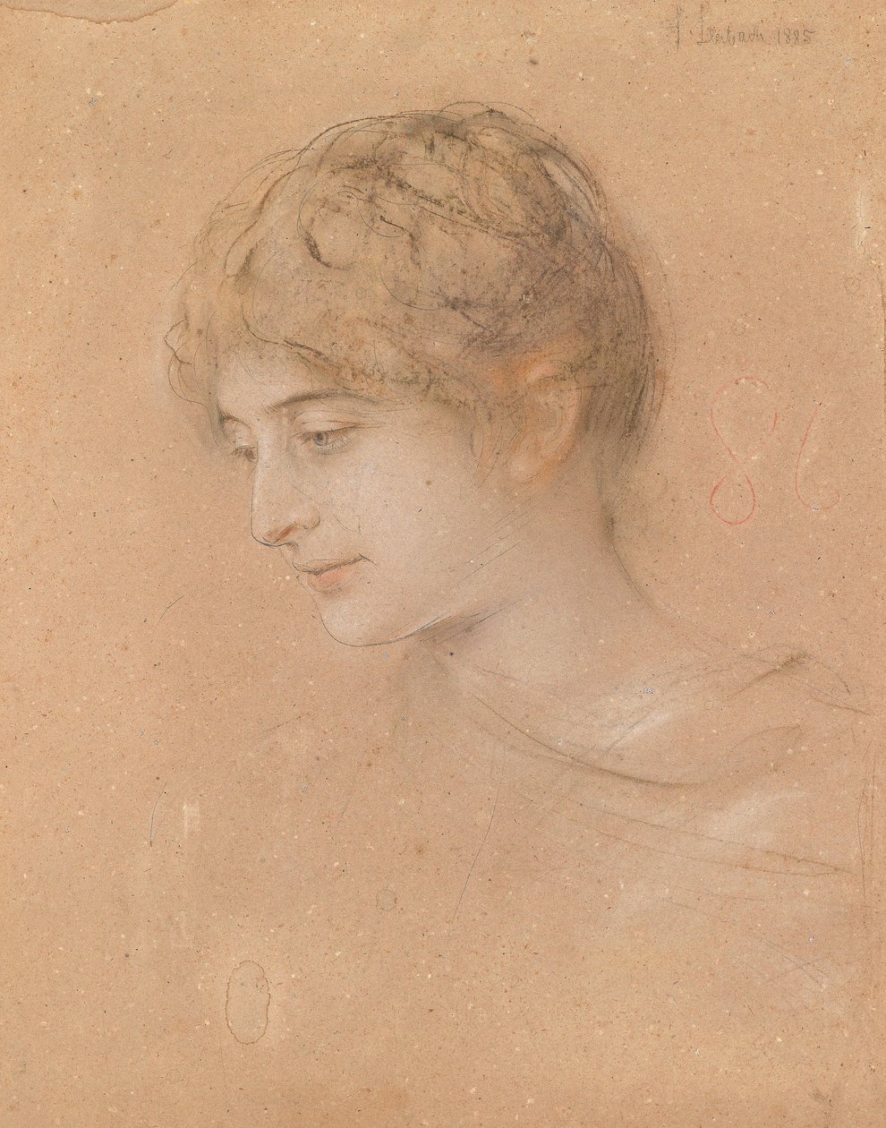 Portrait of a Young Woman in Half Profile by Franz Seraph von Lenbach