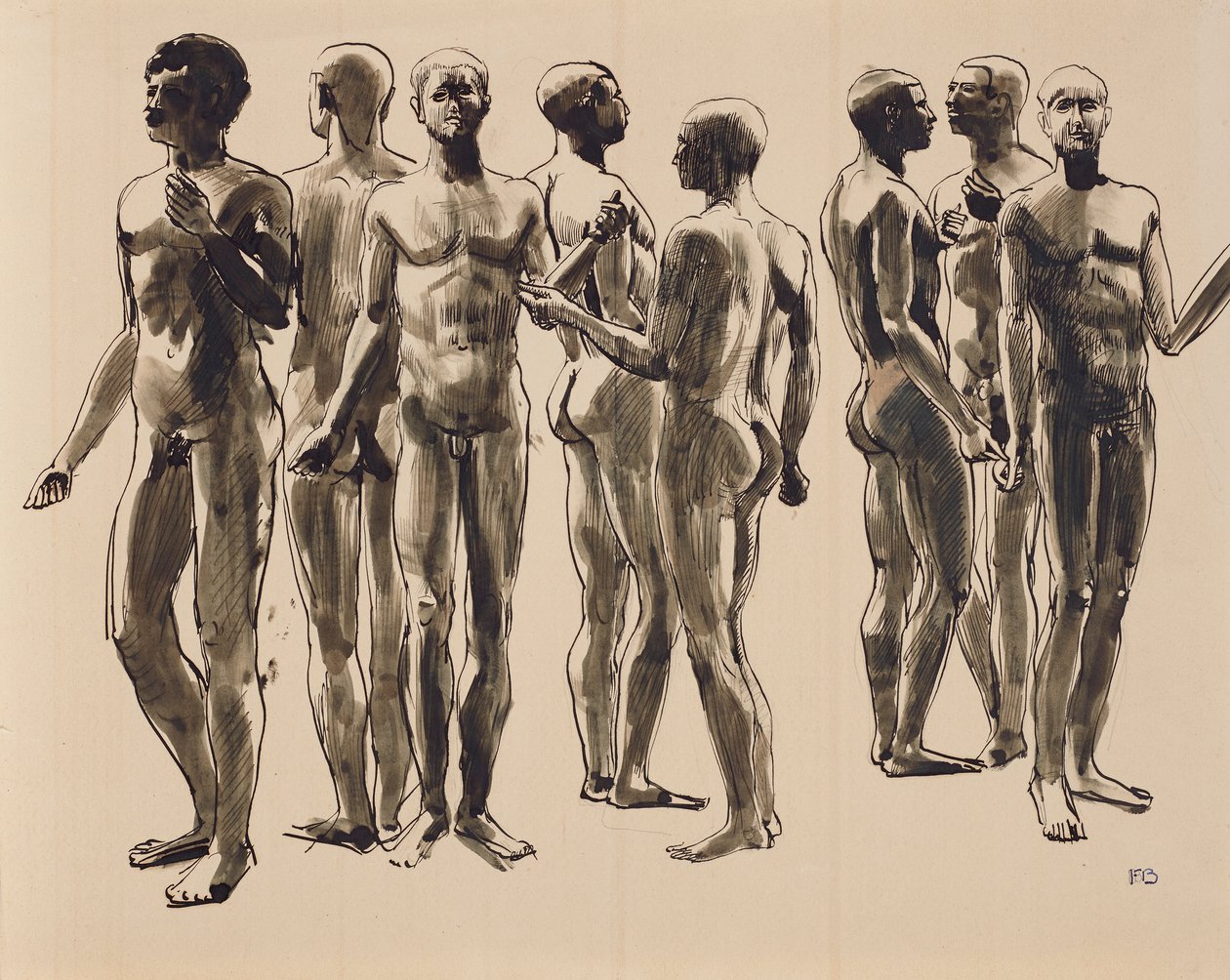 Eight Male Nudes by Franz Barwig d. Ä.