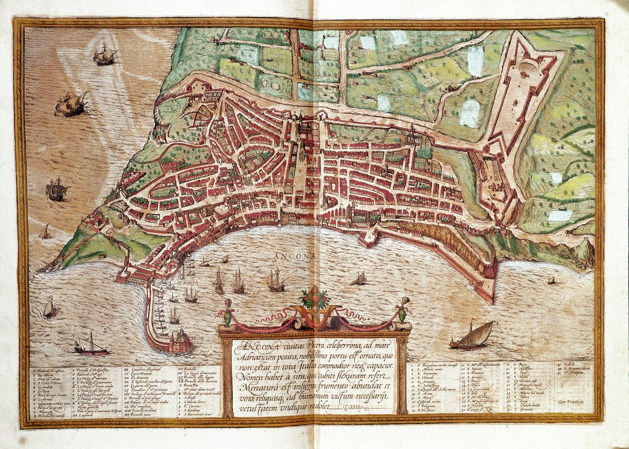 Map of Ancona by Franz Hogenberg