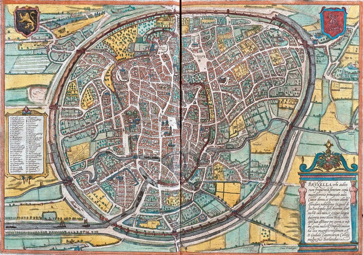 Map of Bruxelles, Belgium (etching) by Franz Hogenberg