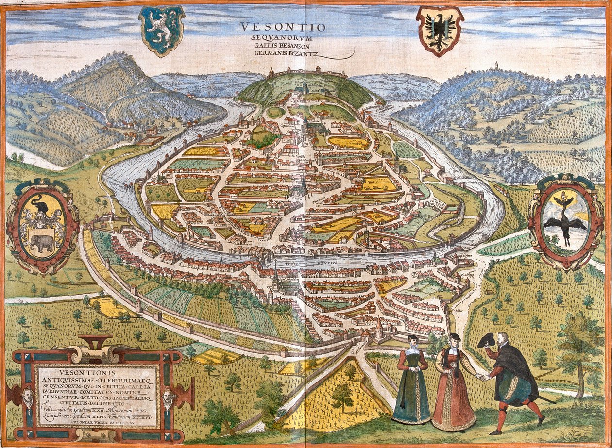 Plan of Besancon, France by Franz Hogenberg