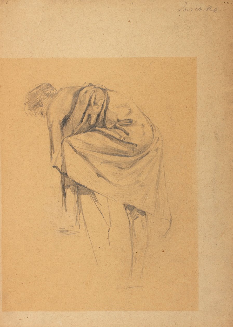 Figure Study of a Woman Bending to the Left by Franz Jaschke