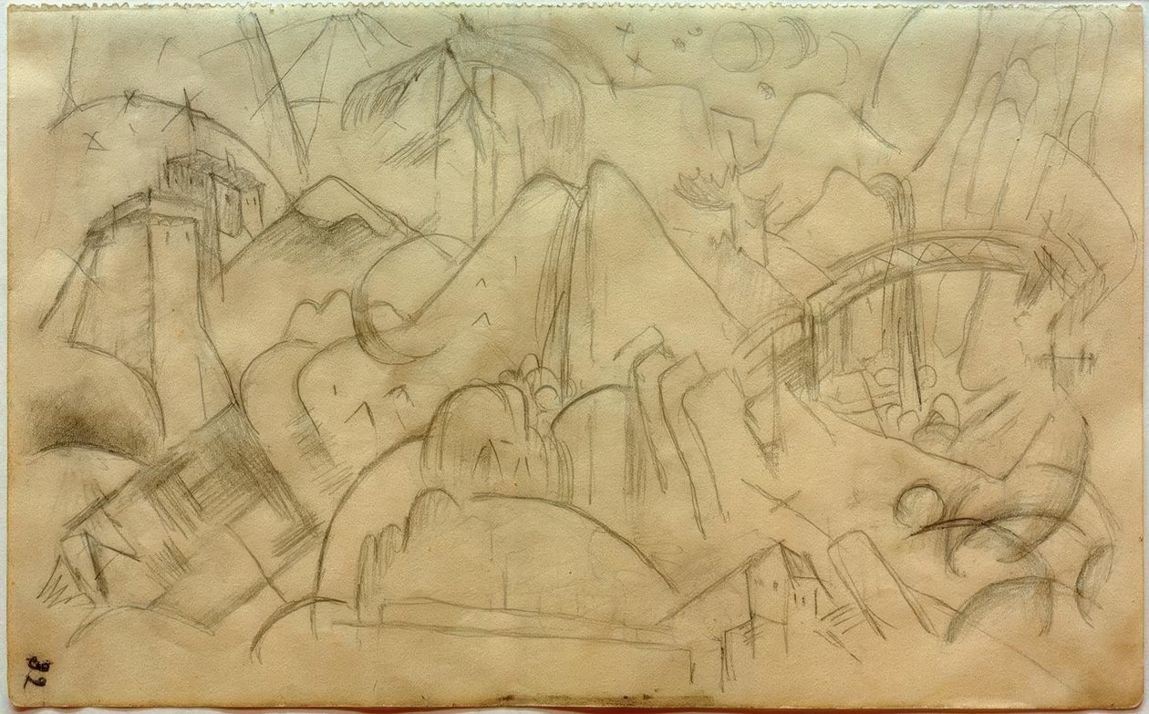 Mountain Landscape with Bridge (Tyrol) by Franz Marc