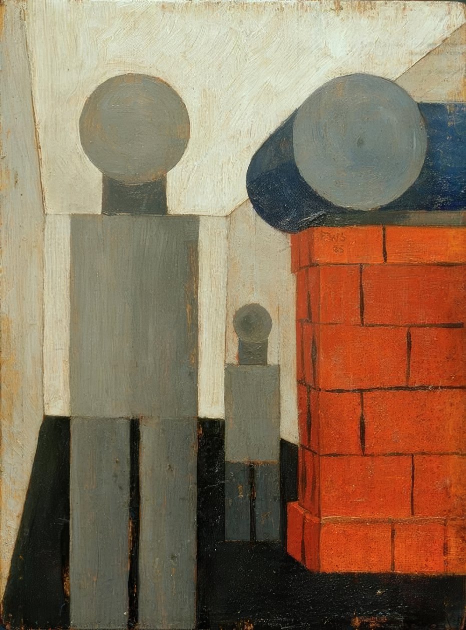 Two People in Perspective Construction by Franz Wilhelm Seiwert