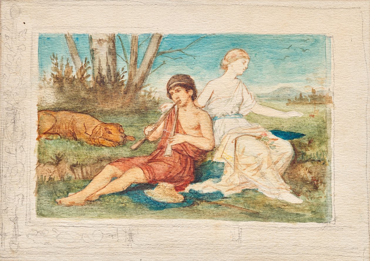 Boy with Double Flute and Muse by Franz von Matsch