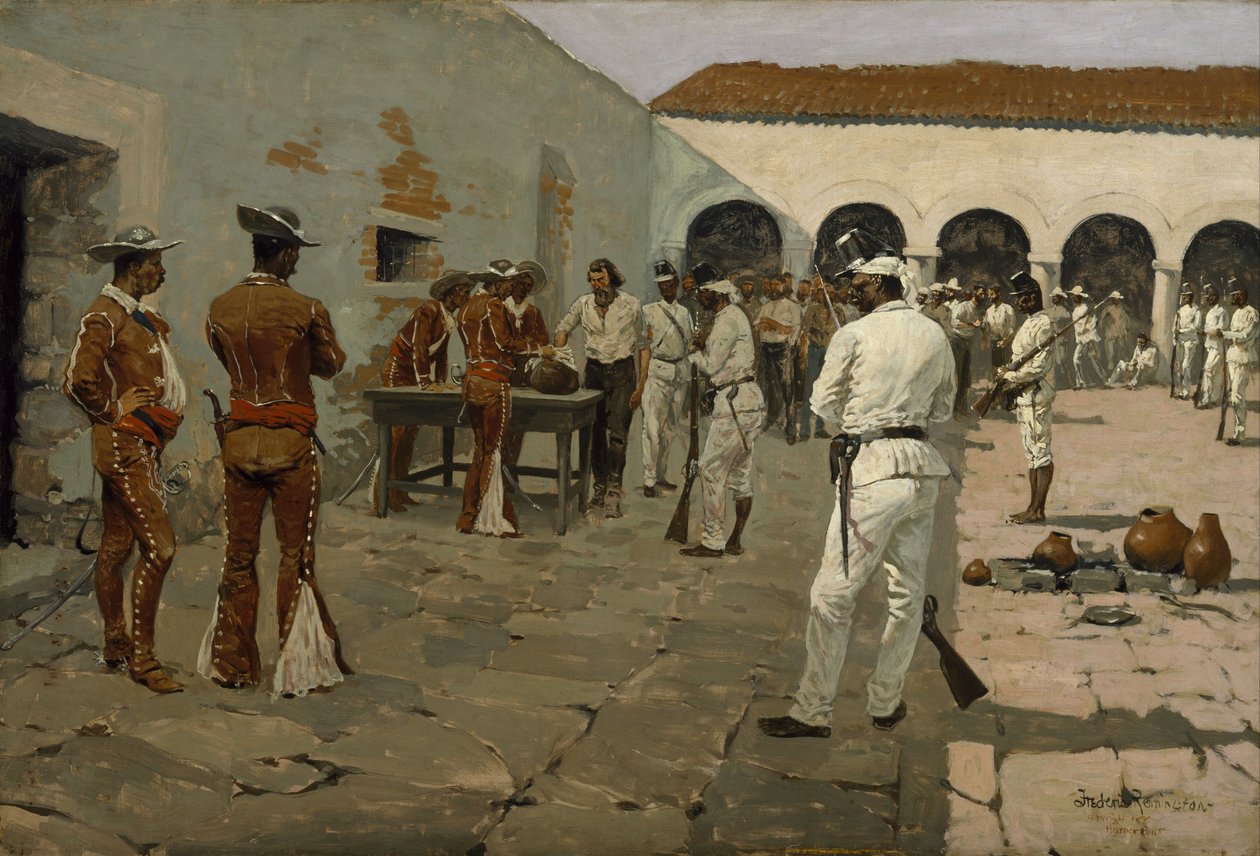 The Mier Expedition - The Drawing of the Black Bean by Frederic Remington
