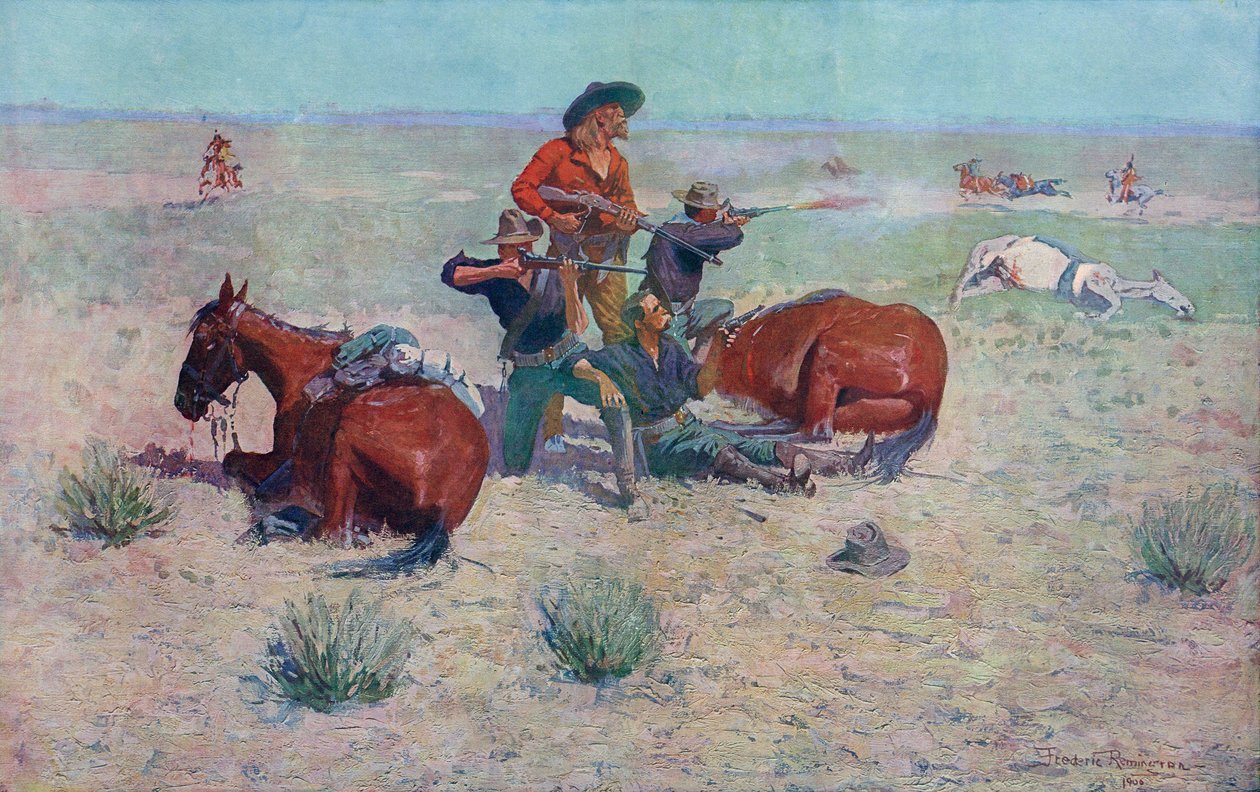 Indians attacking cowboys. Frederic Remington. by Frederic (after) Remington