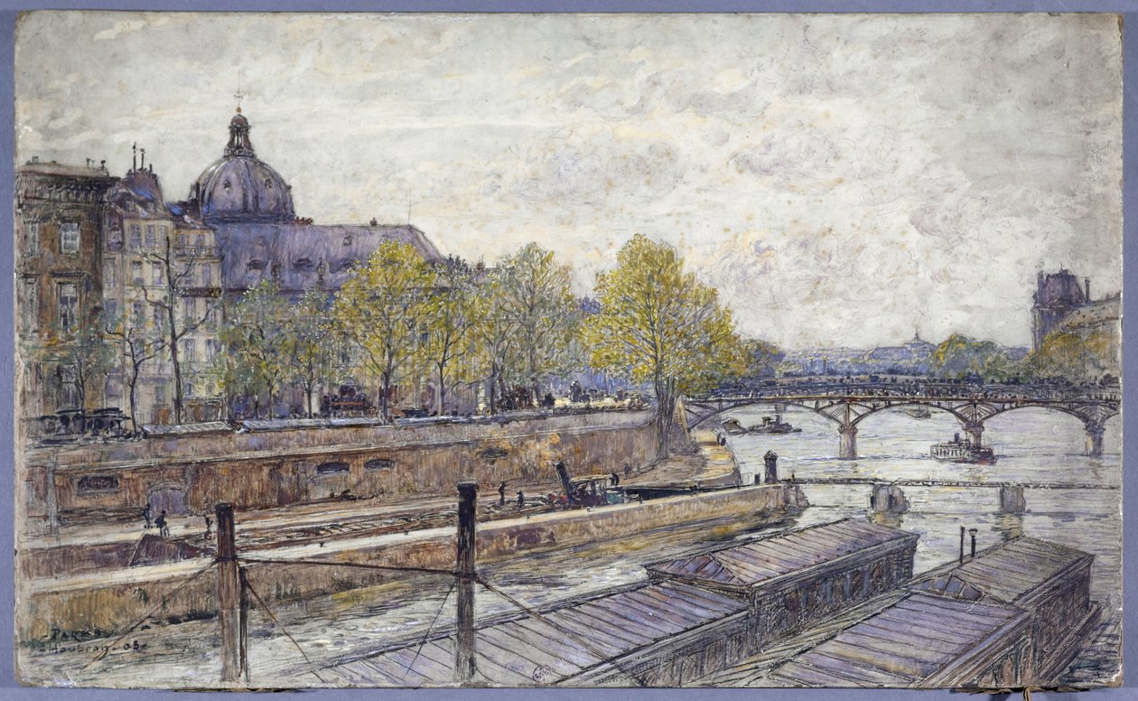 Quai Conti and Pont des Arts by Frederic Anatole Houbron