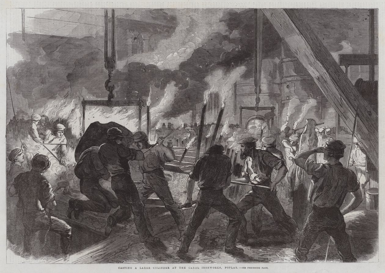 Casting a Large Cylinder at the Canal Ironworks, Poplar by Frederick John Skill