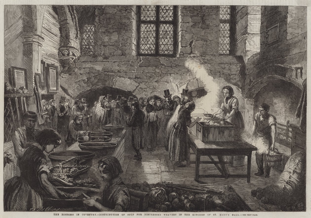 The Distress in Coventry, Distribution of Soup for Distressed Weavers in the Kitchen of St Mary