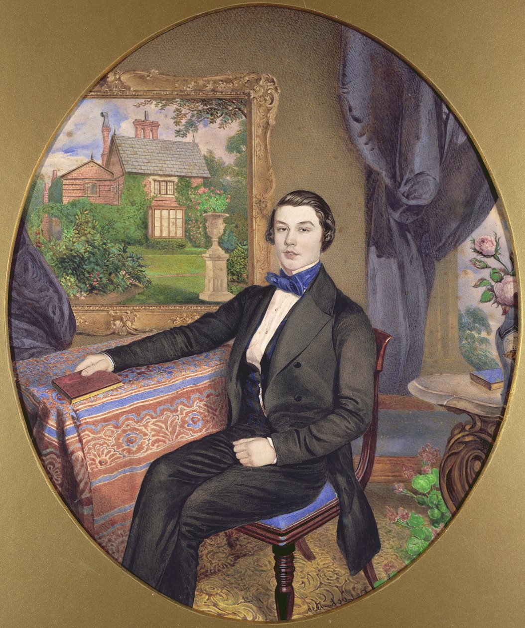 Portrait of a Young Man in a Victorian Interior, 1850 by Frederick William Lock