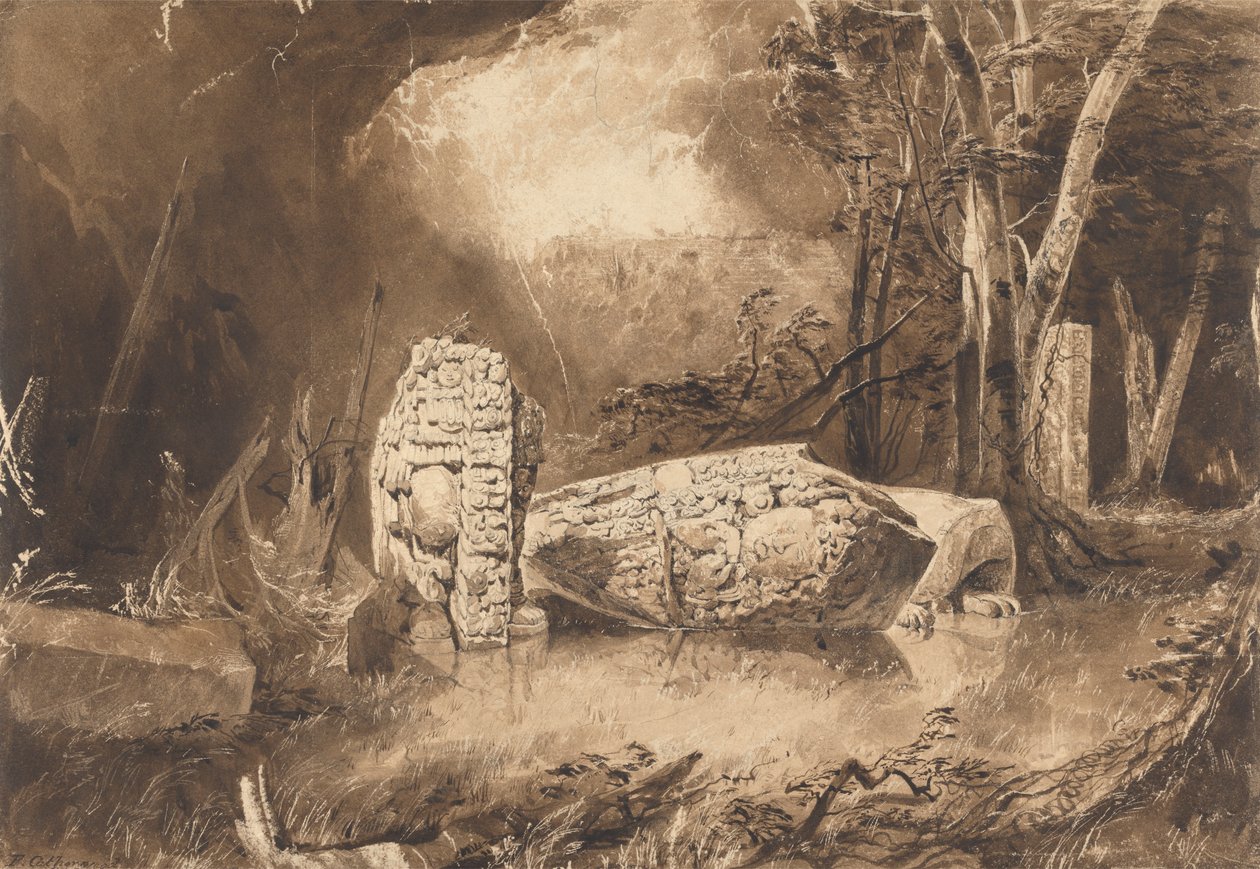 Maya Stela at Copan, Honduras by Frederick Catherwood