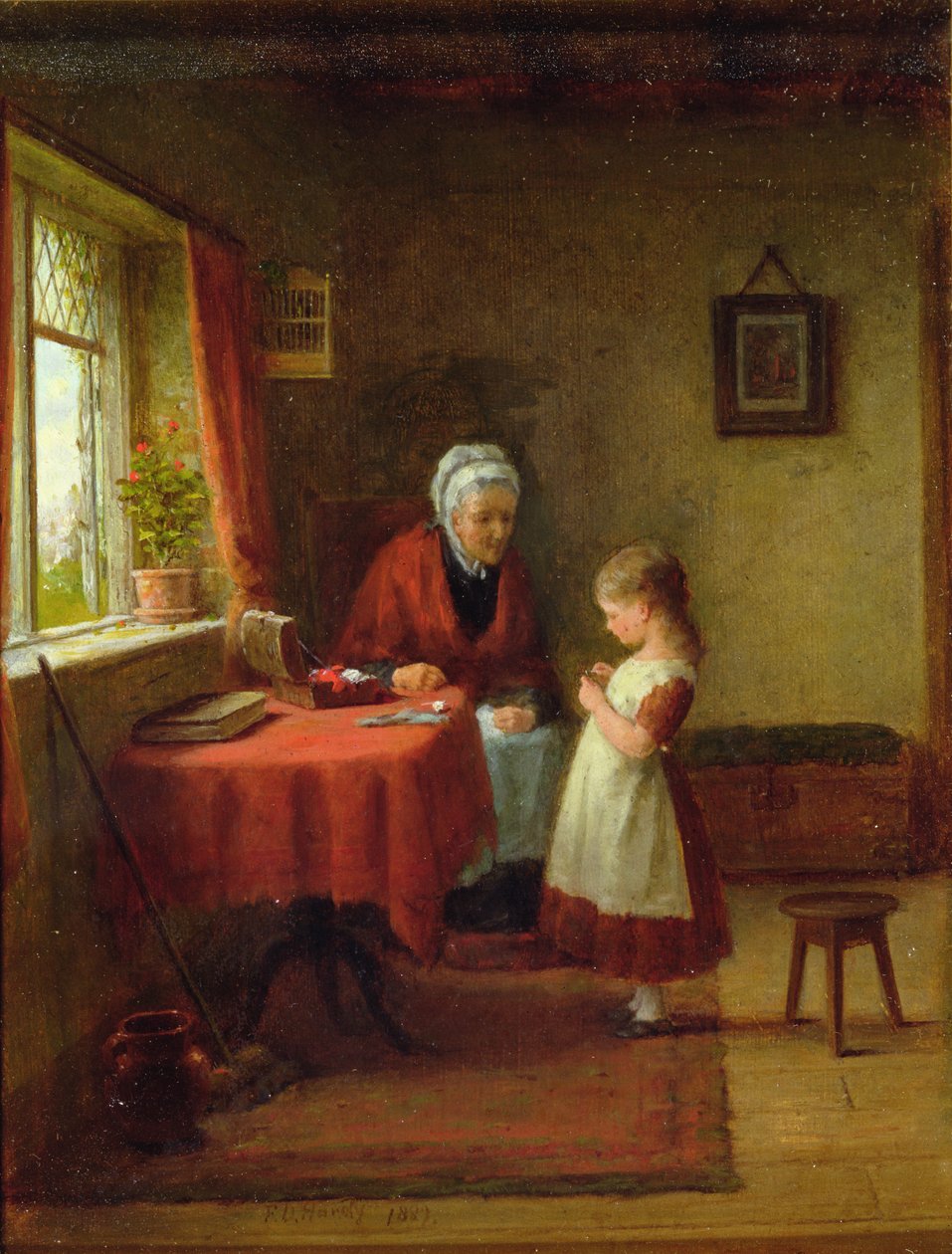 The First Sewing Lesson by Frederick Daniel Hardy