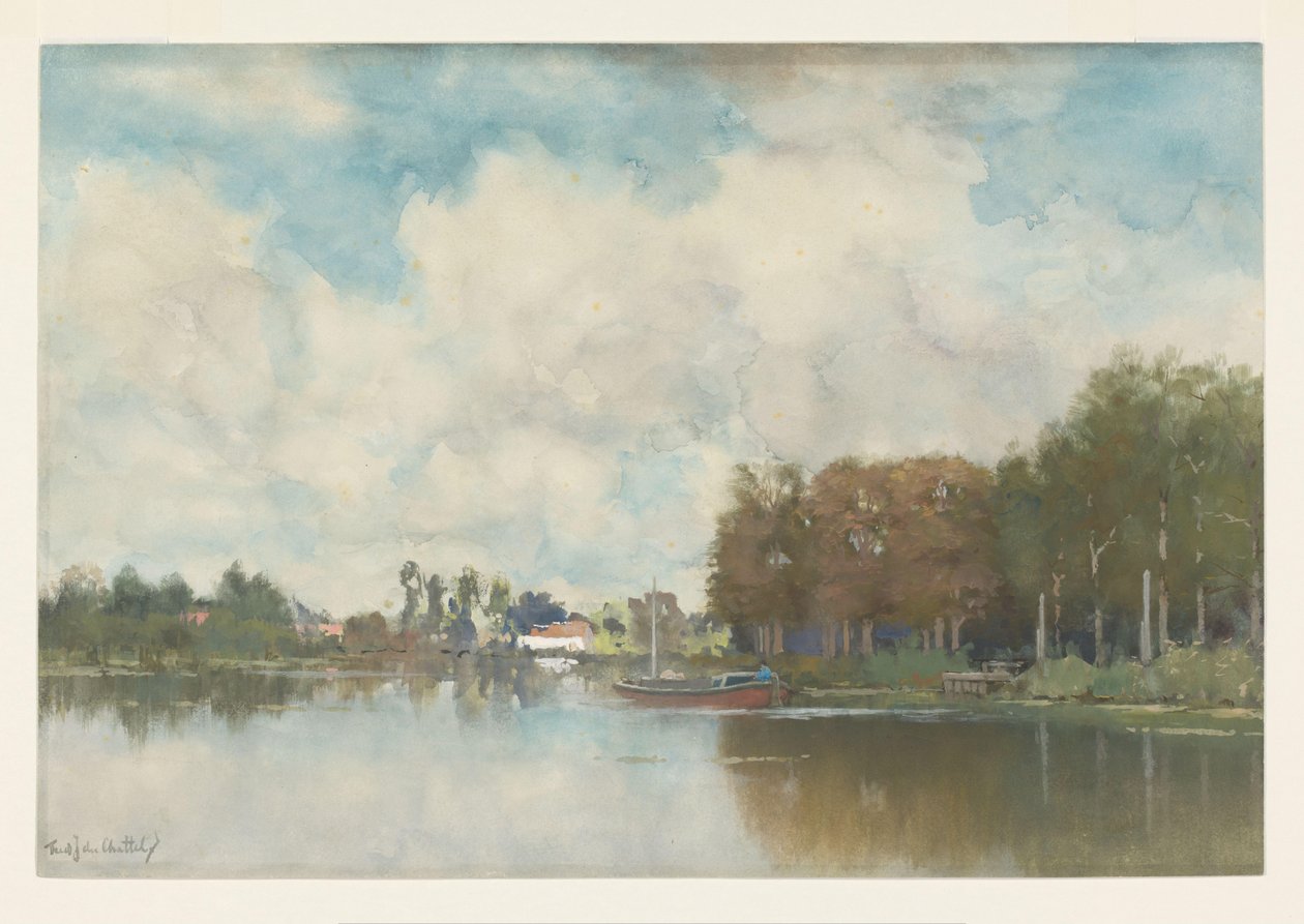 Dutch Canal by Fredericus Jacobus van Rossum du Chattel (signed by artist)