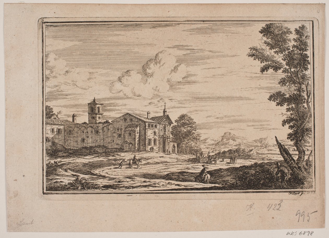 Monastery Building, to the Left in Italian Landscape by Frederik Laub