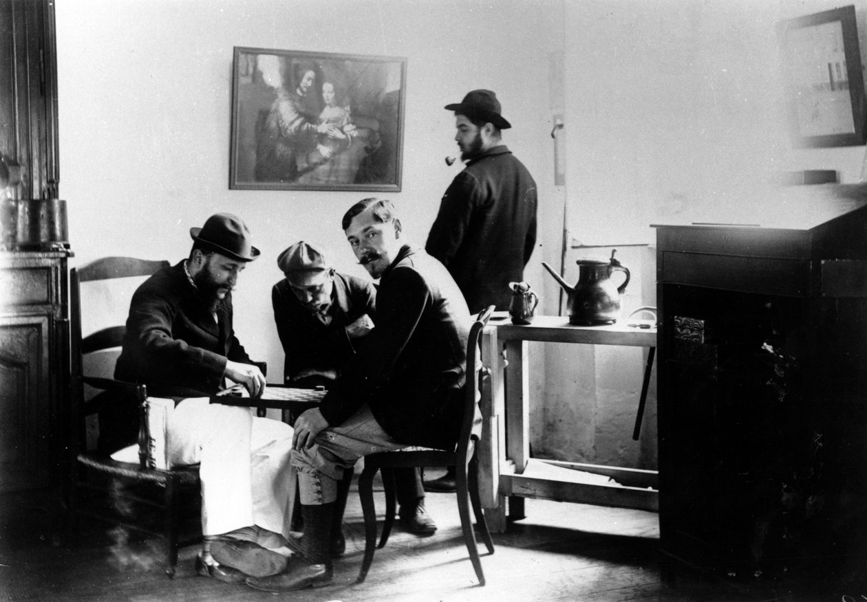 A game of draughts at Le Relais, home of the Natanson family in Villeneuve-sur-Yonne, c. 1899 by French Photographer