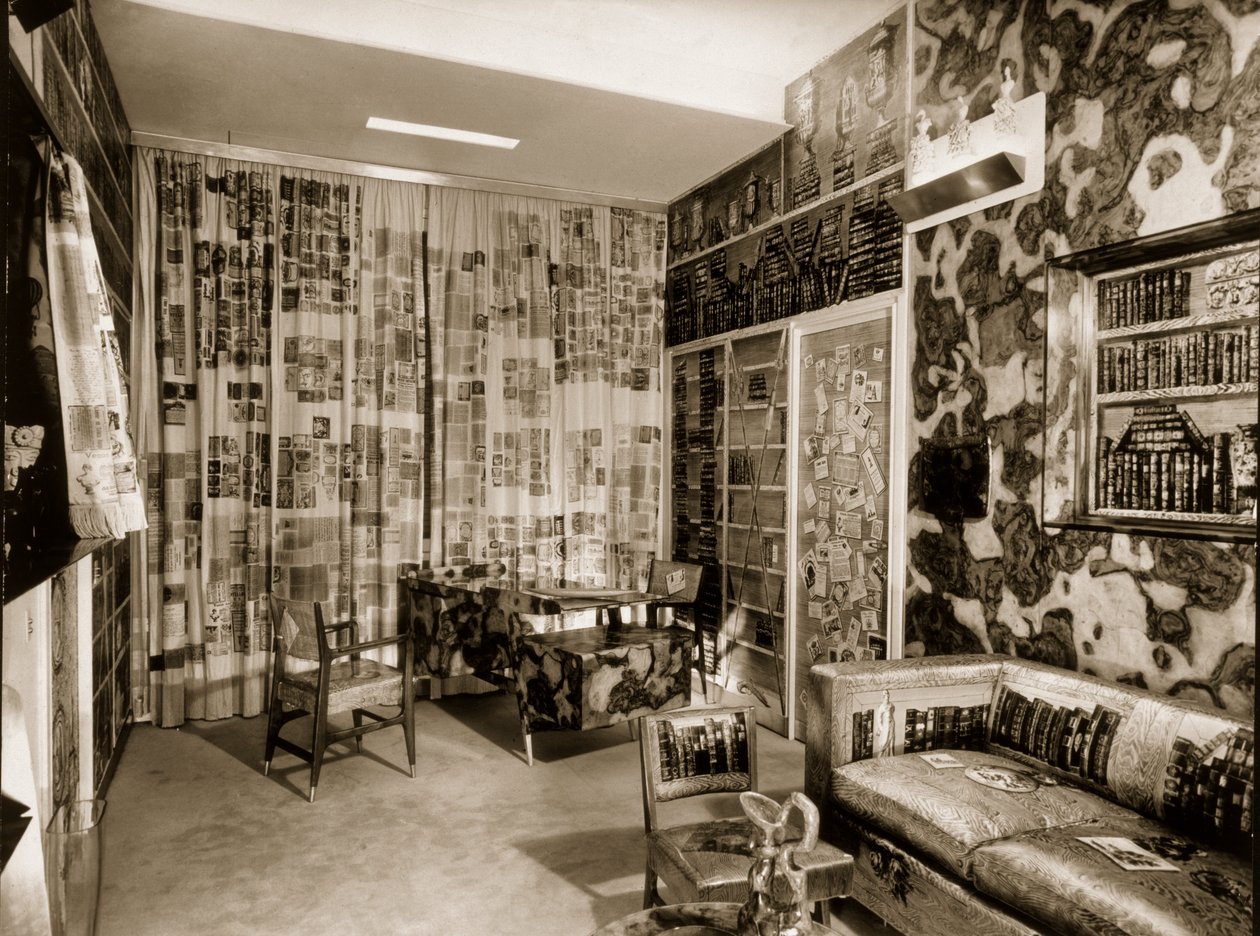 An apartment designed by Fornasetti, 1950s by French Photographer